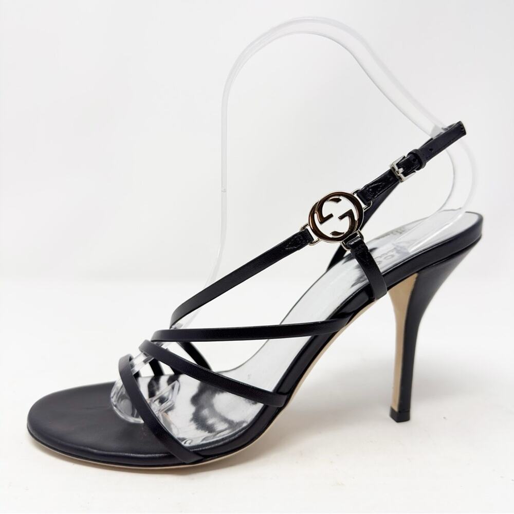 Gucci Strappy Interlocking GG Leather Heels Womens Size EU 39.5 - Picture 9 of 12